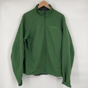 Patagonia‎ Mens Softshell Jacket Green Waist Length Pockets Logo Mock Neck M
